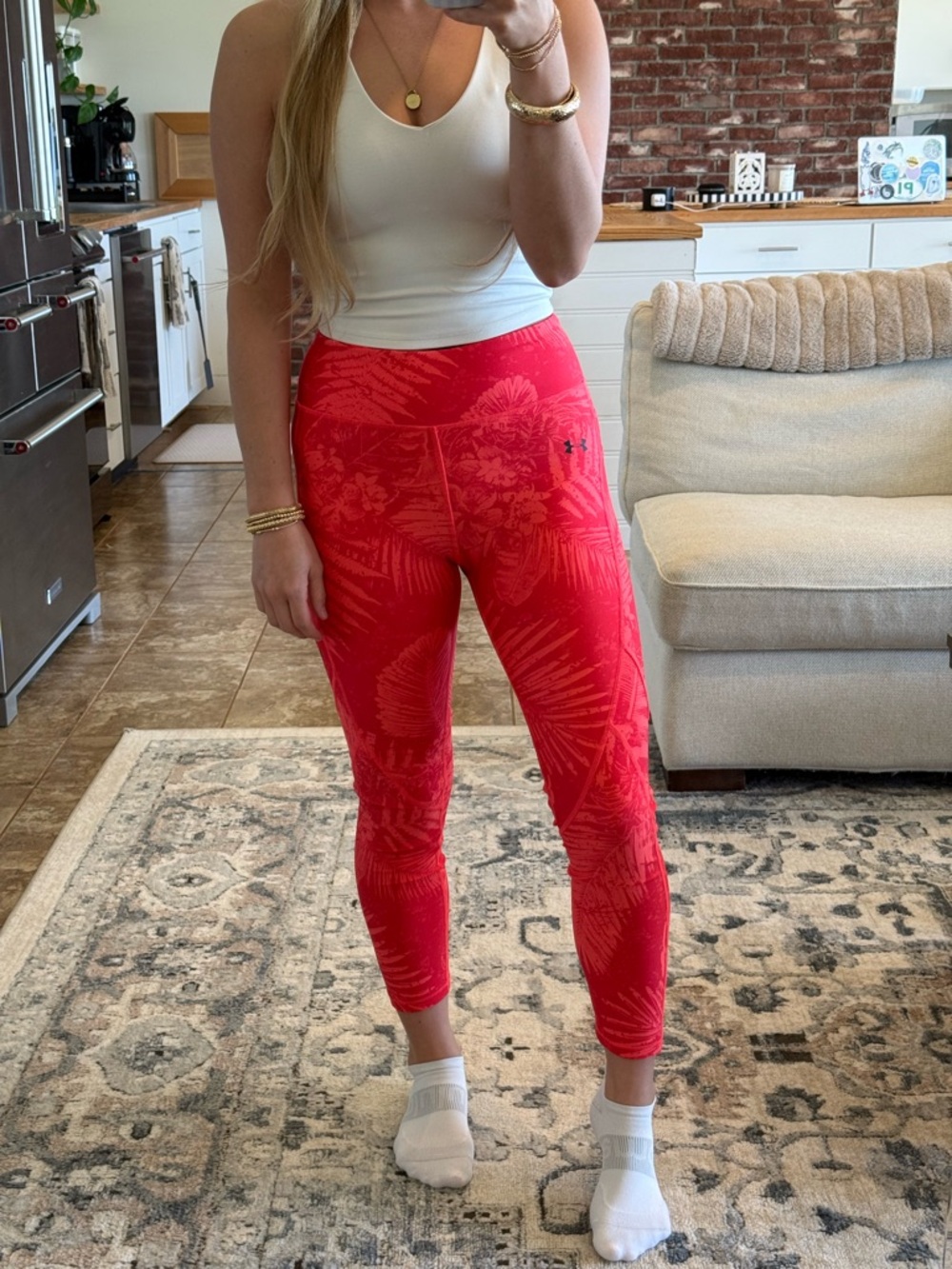 Under Armour Red Tropical Print Leggings